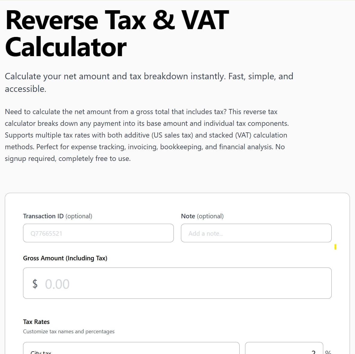 Tax Reverse
